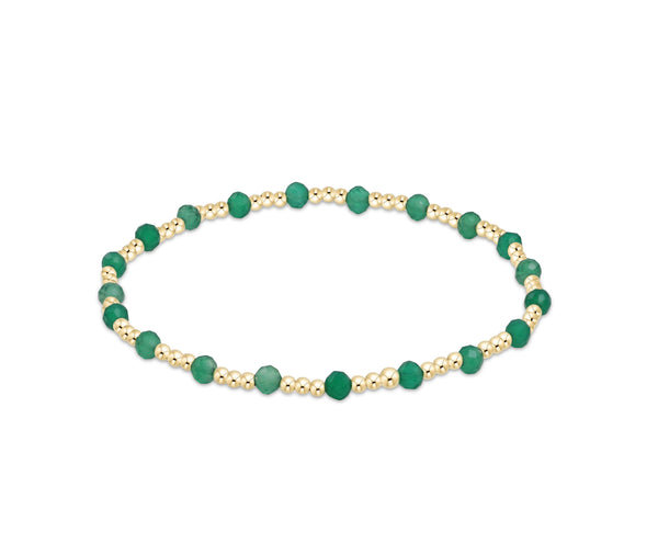 Gemstone Gold Sincerity Pattern 3mm Bead Bracelet - Green Onyx