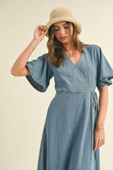 Laney Denim Wrap Dress