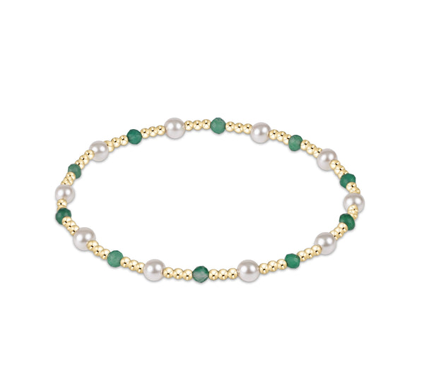 Pearl Sincerity Pattern 4mm Bead Bracelet - Green Onyx