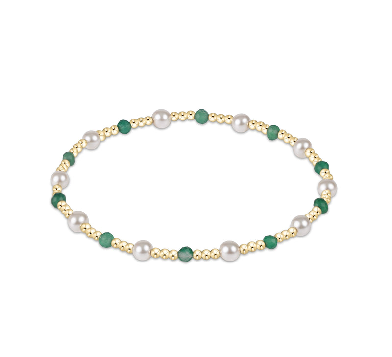 Pearl Sincerity Pattern 4mm Bead Bracelet - Green Onyx