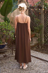 Chocolate Pintuck Maxi Dress