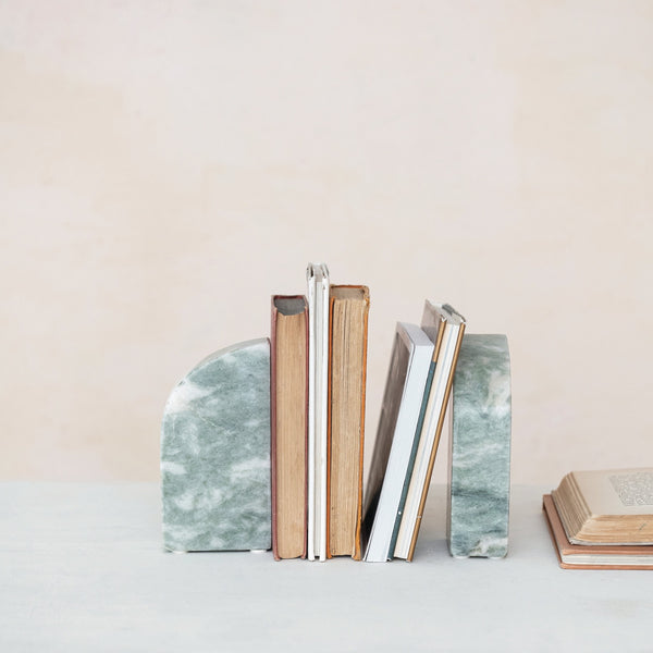 Green Marble Bookends