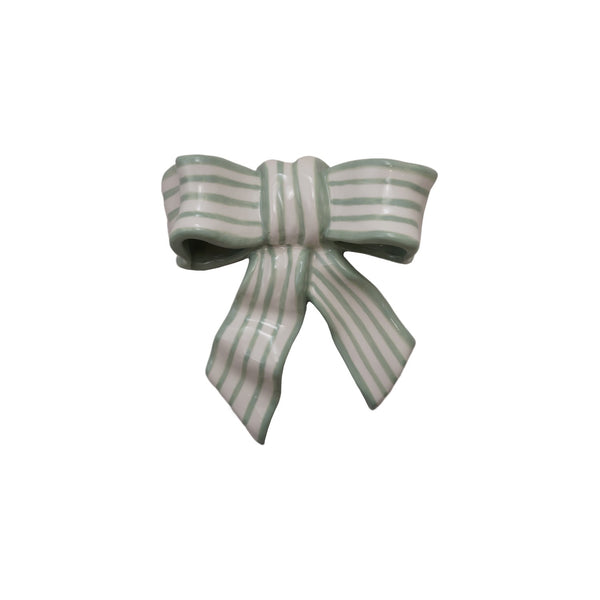 Green + White Bow