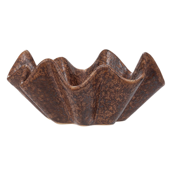 Brown Stoneware Pleated Dish