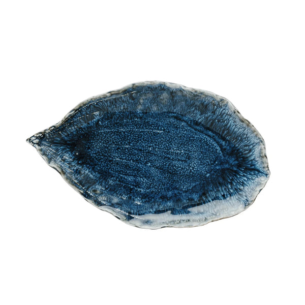 Azure Leaf Stoneware Plate