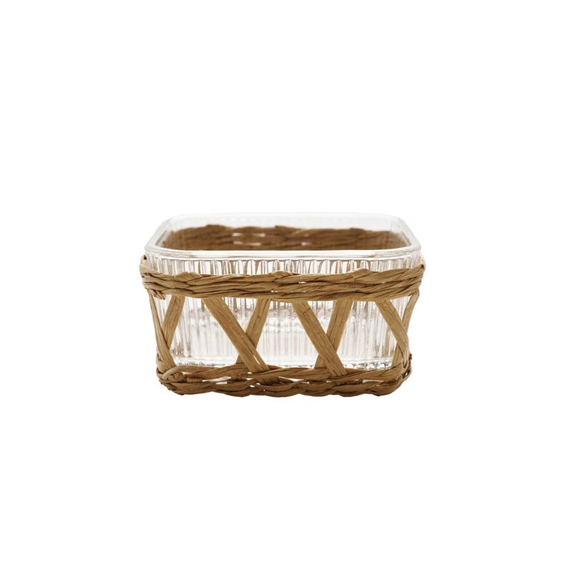 Glass Dish With Natural Grass Wrapping