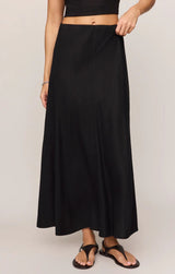 Meryl Linen Midi Skirt - Black