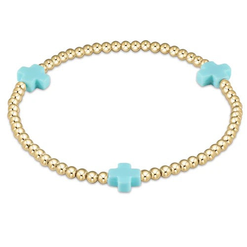 Signature Gold Cross 3mm Pattern - Turquoise