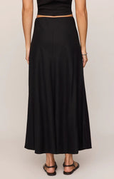 Meryl Linen Midi Skirt - Black