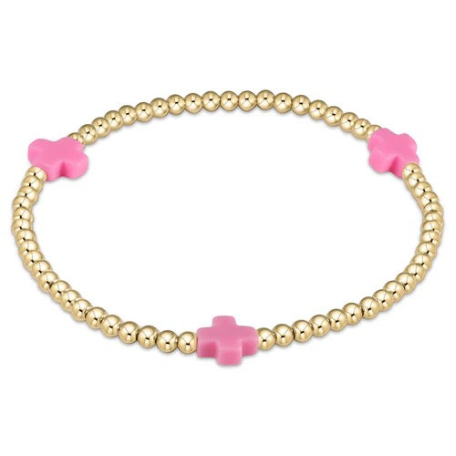 Signature Gold Cross 3mm Pattern - Bright Pink