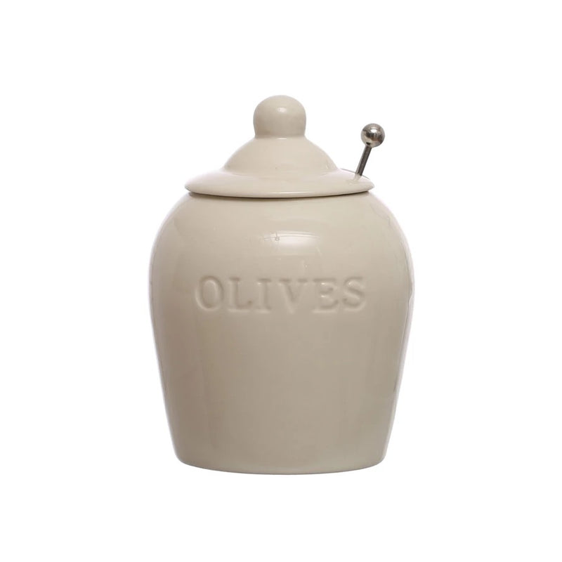 Stoneware Olive Jar