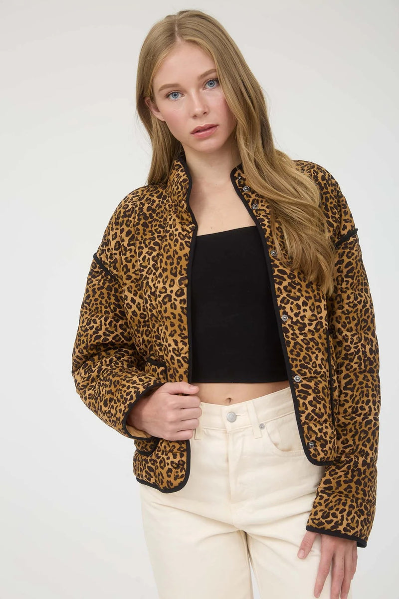 Alexis Quilted Leopard Button Down Jacket