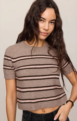 Gatewood Stripe Sweater Tee - Heather Ash