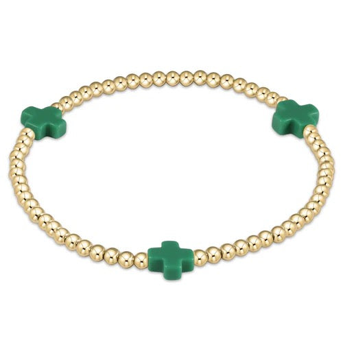 Signature Gold Cross 3mm Pattern - Emerald