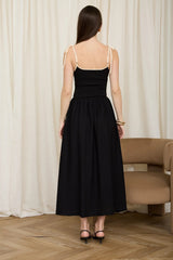 Black Contrast Midi Dress