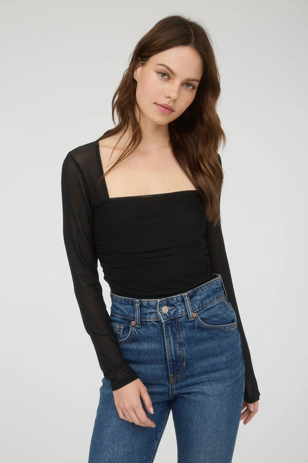 Mika Mesh Long Sleeve Top - Black