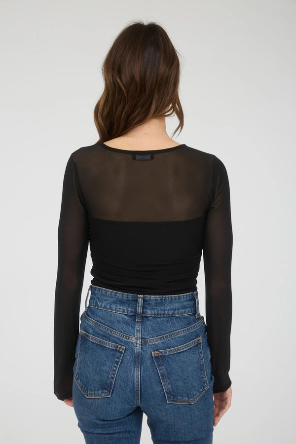 Mika Mesh Long Sleeve Top - Black