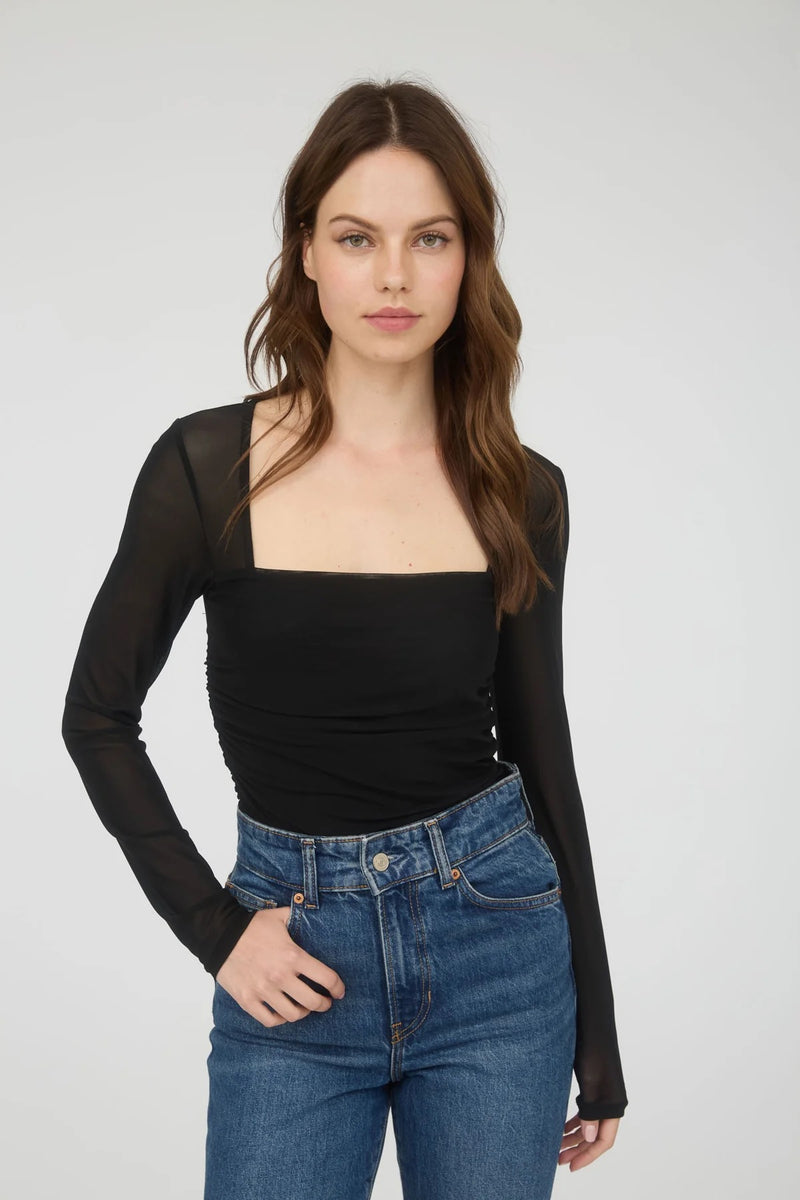 Mika Mesh Long Sleeve Top - Black