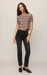 Gatewood Stripe Sweater Tee - Heather Ash