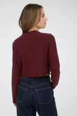 Burgundy Cardi with Gold Buttons