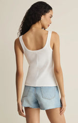 Niko Scallop Rib Tank Top - White