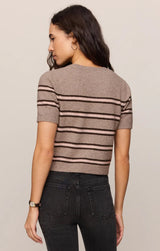 Gatewood Stripe Sweater Tee - Heather Ash