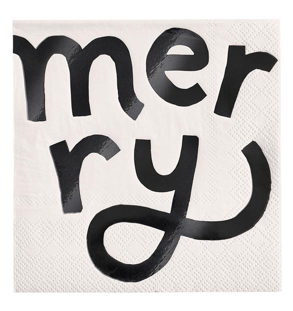 White Merry Cocktail Napkin