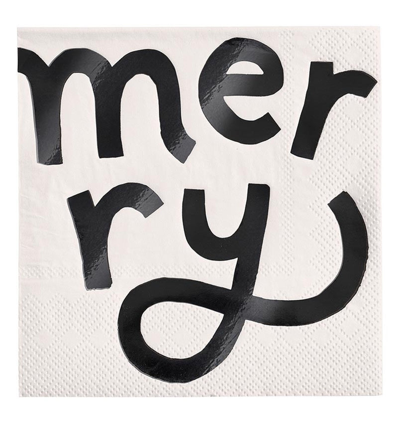 White Merry Cocktail Napkin