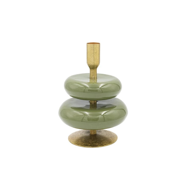 Green + Gold Taper Candle Holder