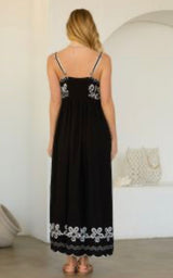 Black + White Embroidered Maxi Dress