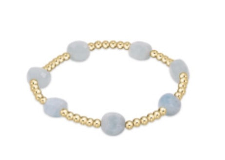 Admire Gold 3mm Bead Bracelet - Aquamarine