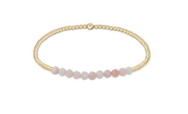 Gold Bliss 2mm Bracelet - Pink Opal