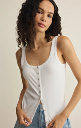 Niko Scallop Rib Tank Top - White