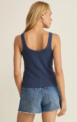 Niko Scallop Rib Tank Top - Twilight Blue