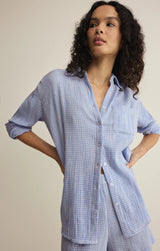 Classic Gingham Top - Ice Blue