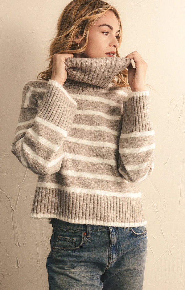 Josephine Stripe Sweater - Heather Taupe