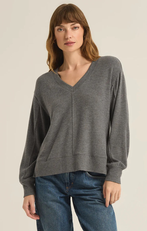 Wilder Cloud V-Neck Sweater - Heather Taupe