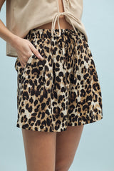 Ellie Leopard Drawstring Shorts