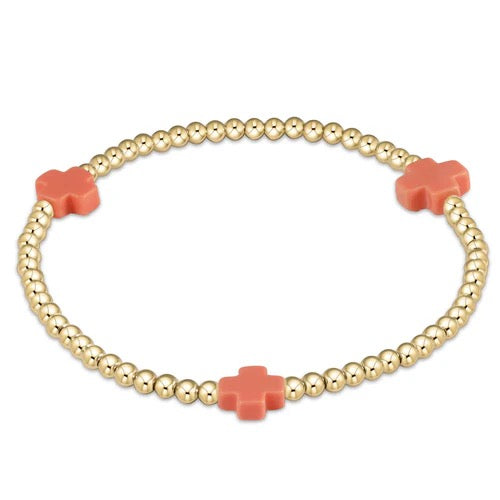 Signature Gold Cross 3mm Pattern - Coral