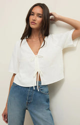 La Belle Linen Top - White
