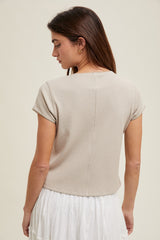 Marci Ribbed Knit Top - Shell