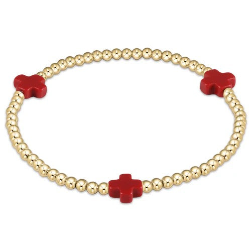 Signature Gold Cross 3mm Pattern - Red