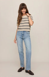 Gatewood Stripe Sweater Tee - Light Oatmeal Heather