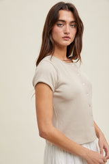 Marci Ribbed Knit Top - Shell