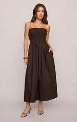 Cornelia Poplin Midi Dress - Chocolate Cherry