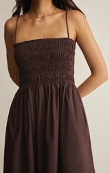 Cornelia Poplin Midi Dress - Chocolate Cherry