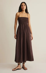 Cornelia Poplin Midi Dress - Chocolate Cherry