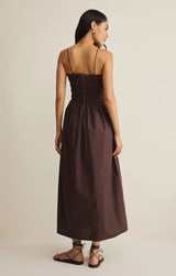 Cornelia Poplin Midi Dress - Chocolate Cherry