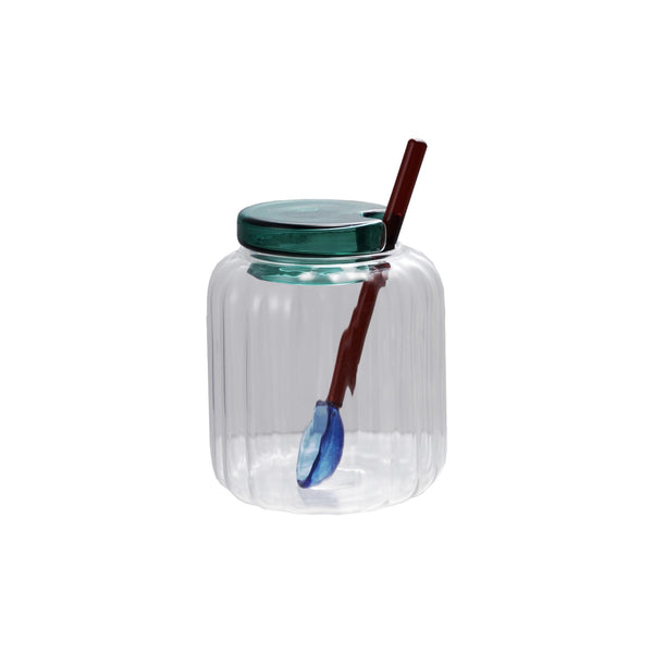 Pleated Glass Jar + Spoon
