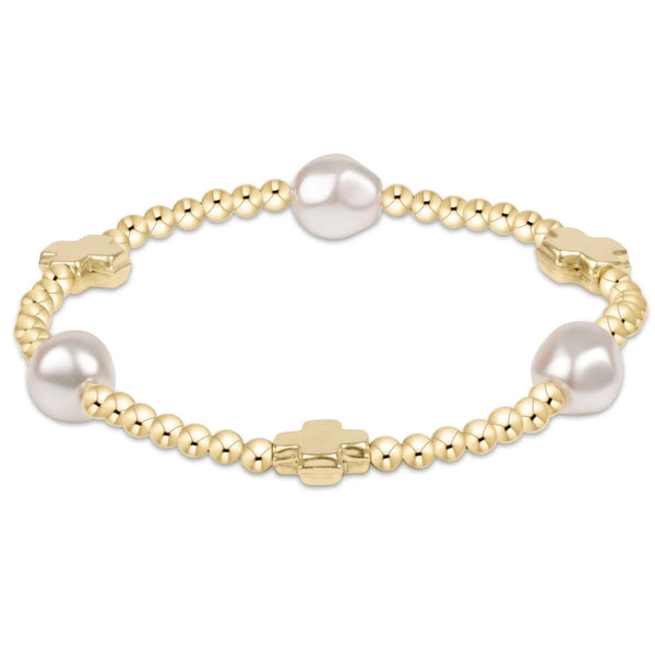 Signature Cross Admire Pearl 3mm Bead Bracelet - Gold
